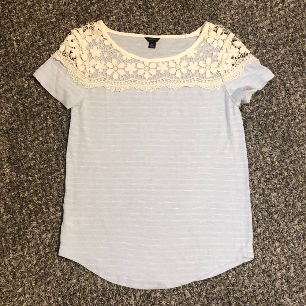 Ann Taylor Flower Knit Striped Top
